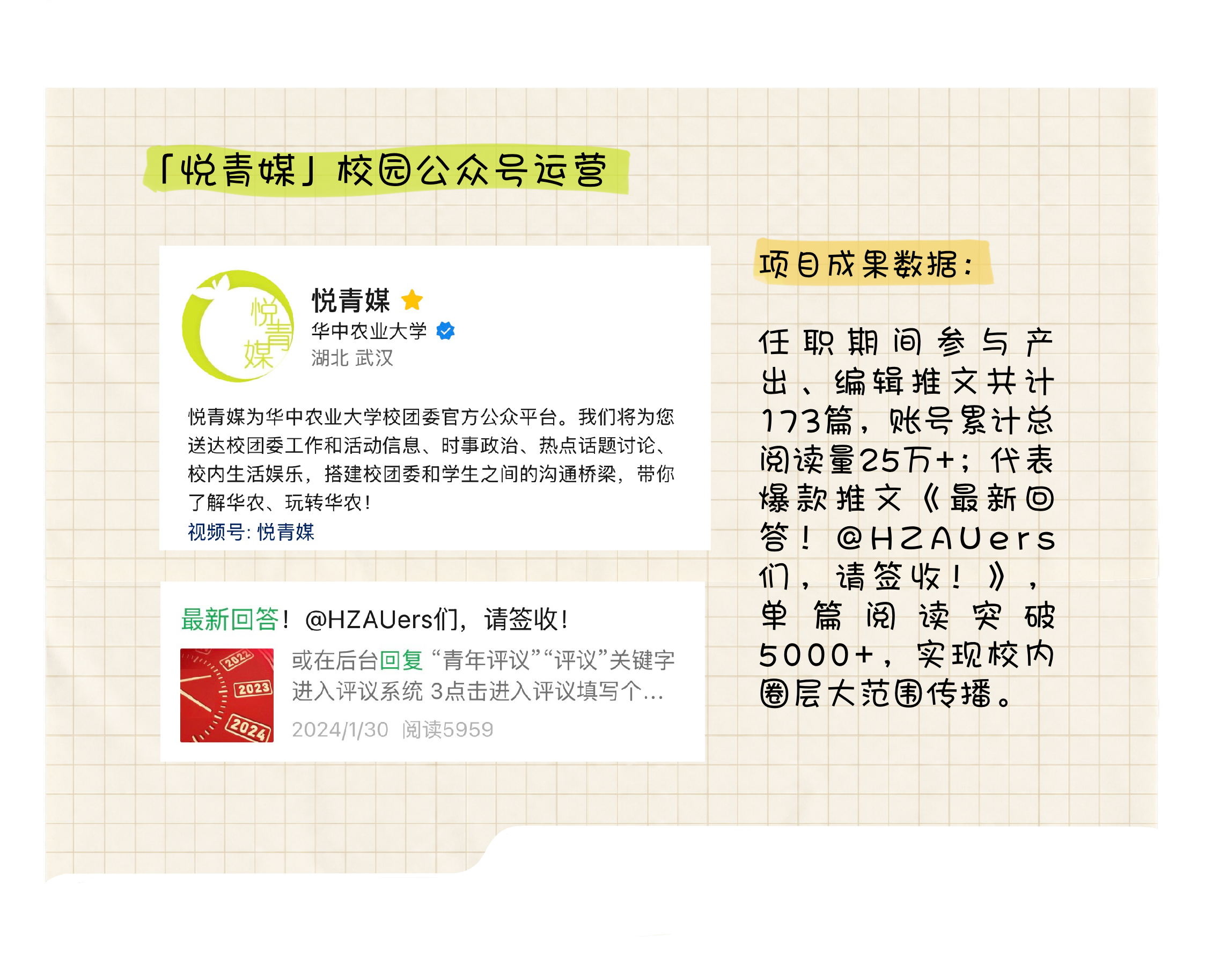 悦青媒校园公众号运营成果
