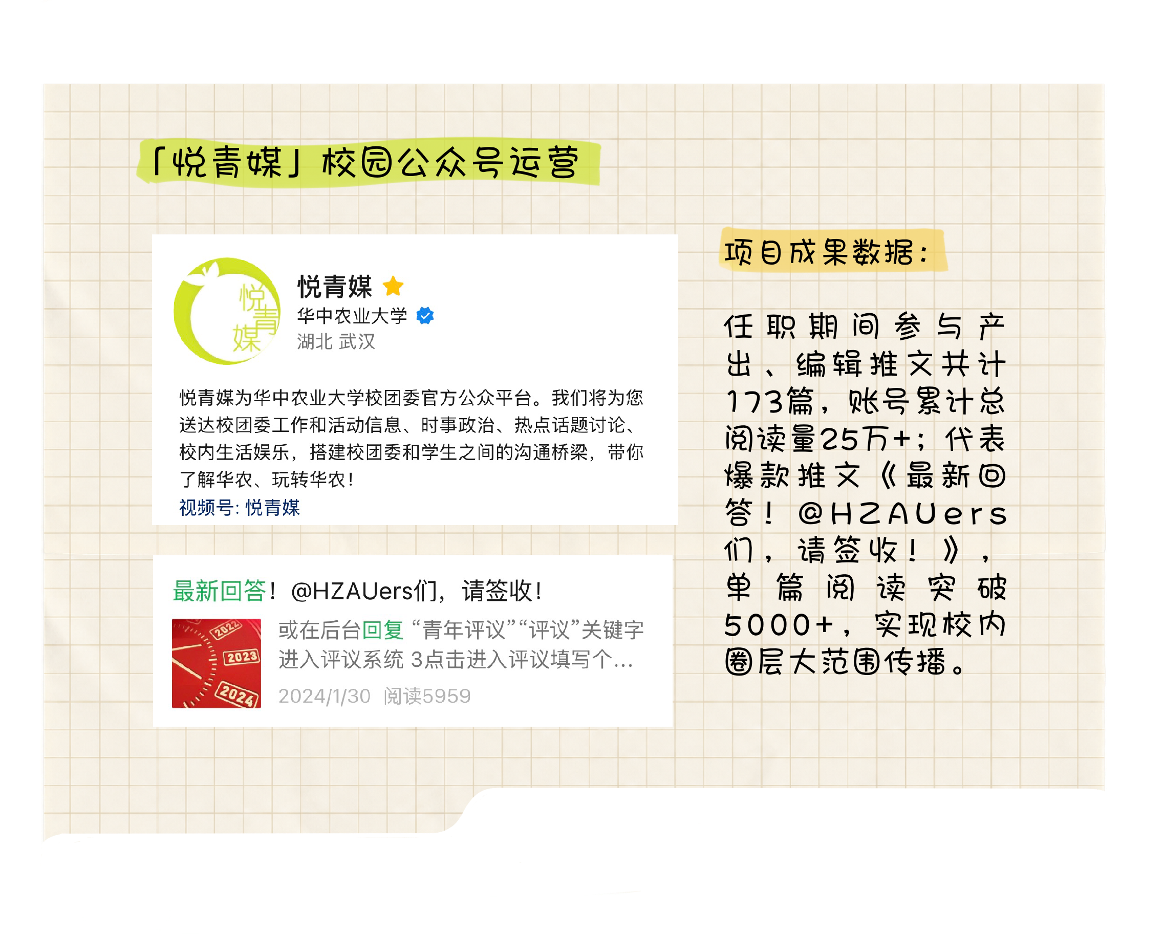 悦青媒校园公众号运营成果